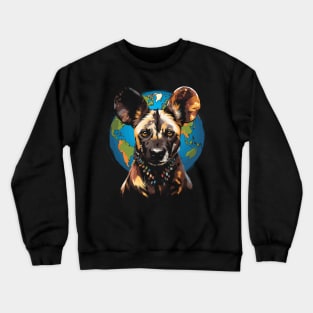 African Wild Dog Earth Day Crewneck Sweatshirt